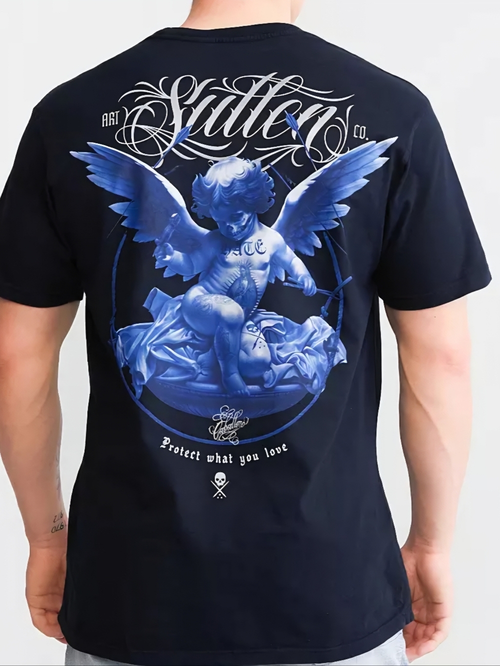 Sullen Tattoo Art Cherub Grapic Large T-Shirt